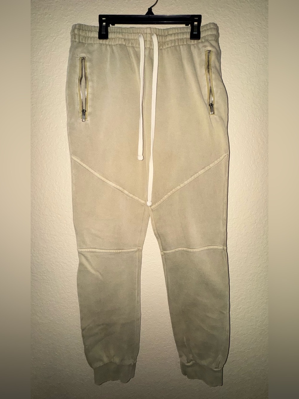 PacSun Beige Drawstring Joggers with Zip Pockets - Small